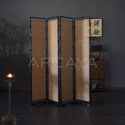 Plain Four Panel Bamboo Blind Screen - main