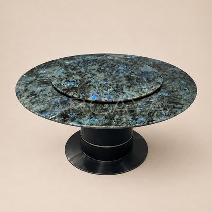 Daze Blue Jade Stone Electric Round Dining Table - main