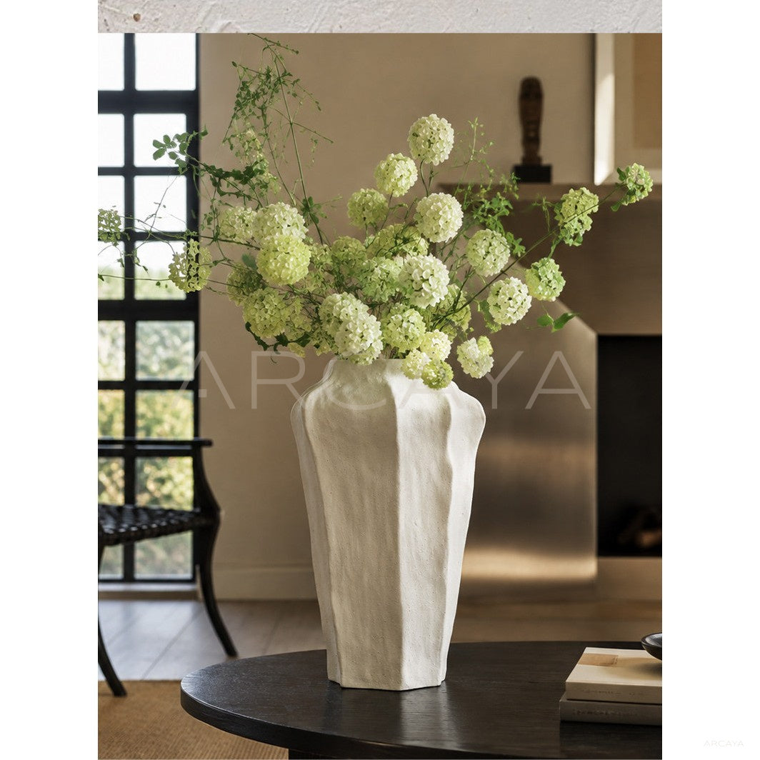 Wabi Sabi Textured Plain White Vase Entryway in detail