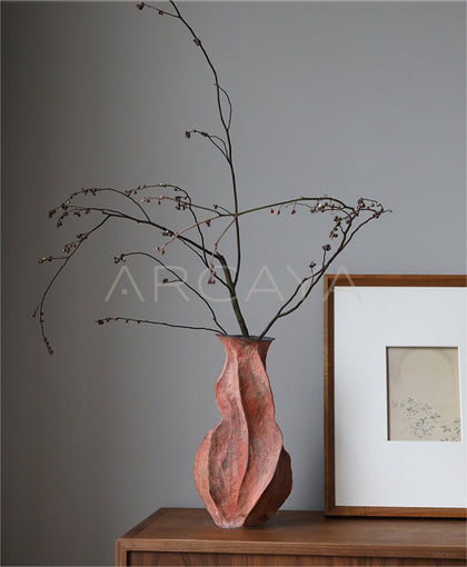 Wabi Sabi Earthen Jar Stoneware Vase - scene