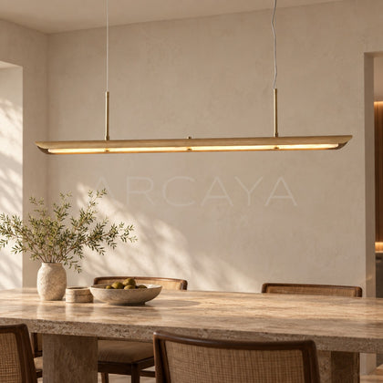 Linear Gold Rim Alabaster Pendant Light 21850 - main