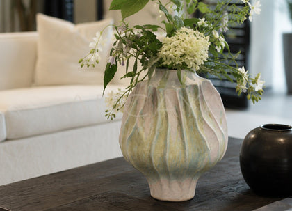 Handmade Pleated Ceramic Vase - scene