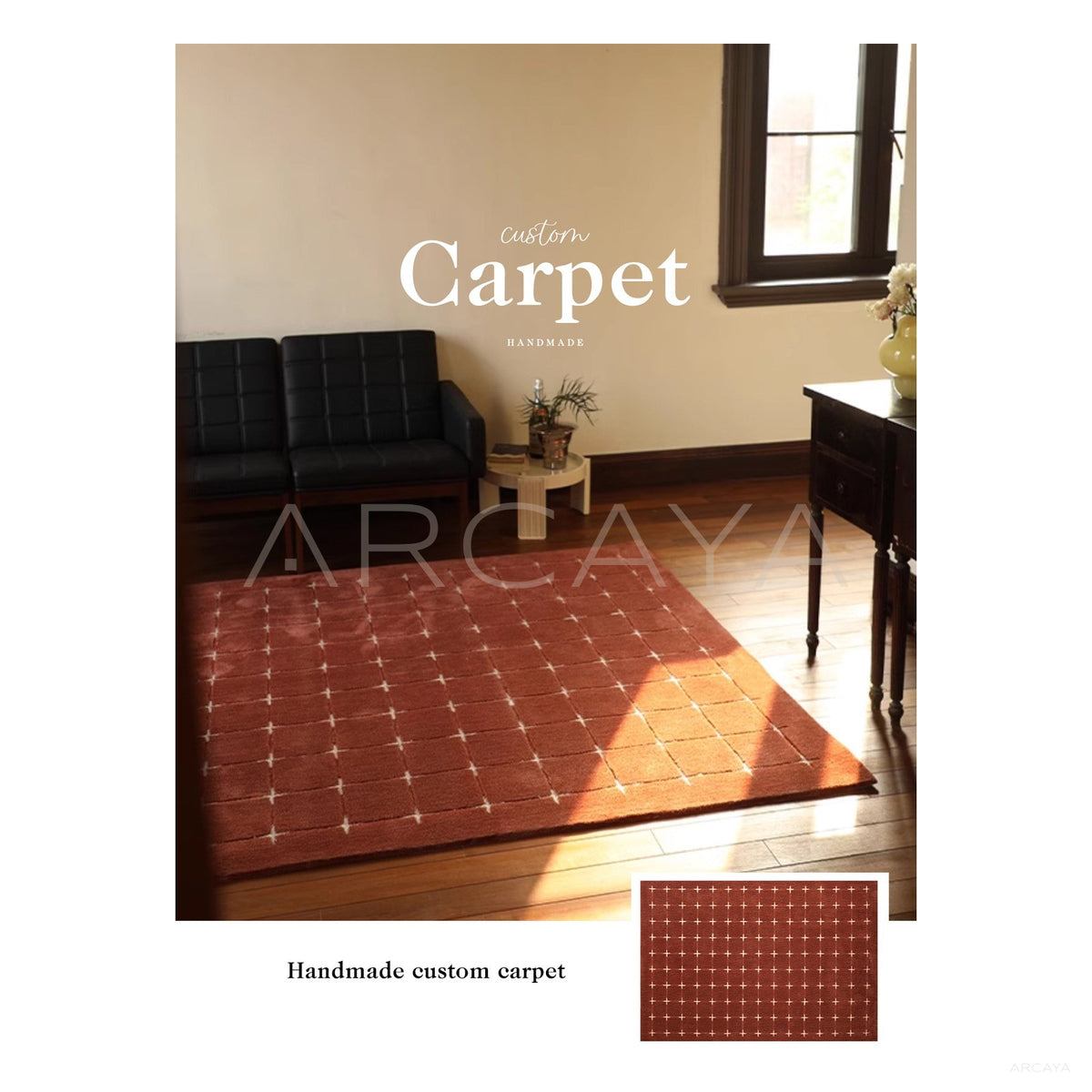 Terracotta Dot Check Rug Dsm P022 F in detail