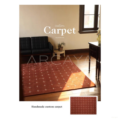 Terracotta Dot Check Rug Dsm P022 F - scene