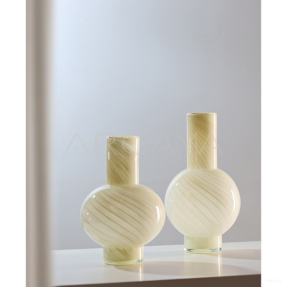 Mid Century Striped Gourd Vase in detail