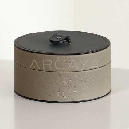 Leather Round Jewelry Storage Box - main