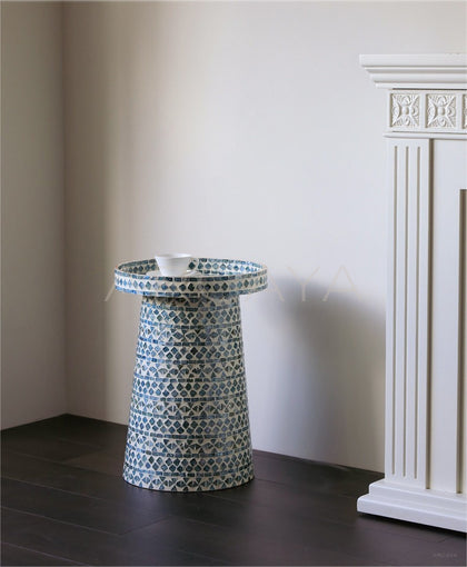 Niche Shell Inlay Mobile Side Table - scene