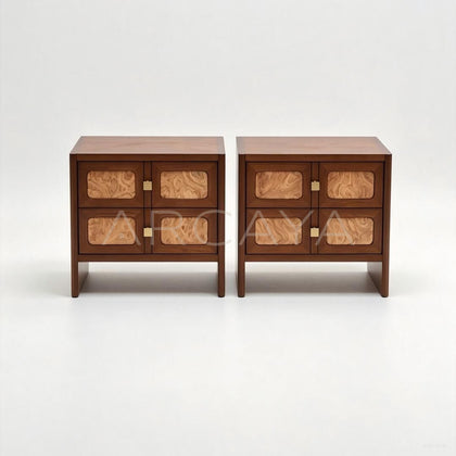 Burl Veneer Nightstand - main