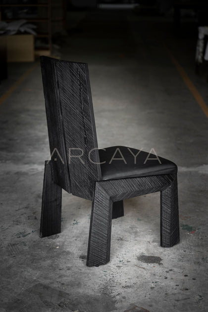 Wabi Sabi Charcoal Black Solid Wood Chair - scene