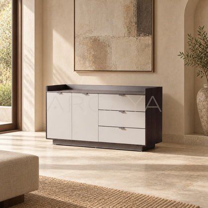 Two Tone Veneer Three Drawer Two Door Sideboard - scene