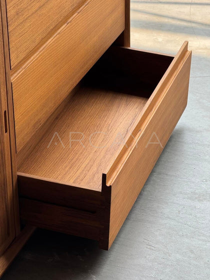 Burmese Teak Lighted Display Cabinet - detail