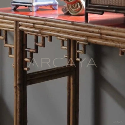Red Top Bamboo Console Table - detail