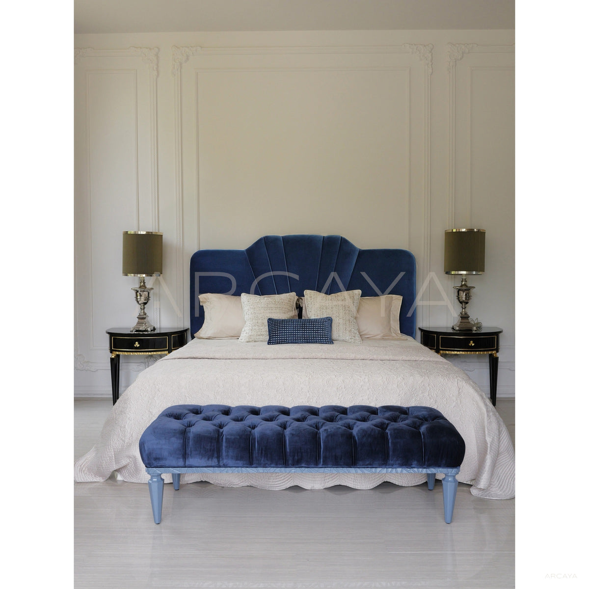 Royal Blue Bedroom Furniture Set in detail