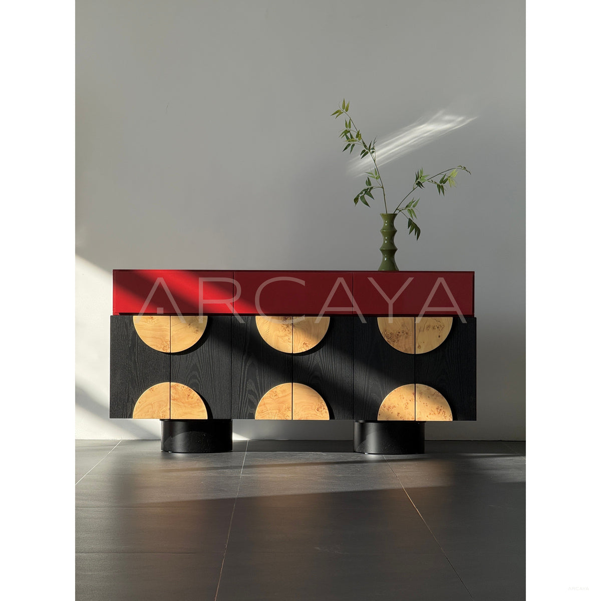 Red Vintage Sideboard in detail