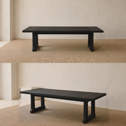 Old Money Oak Matte Black Brushed Long Dining Table - main