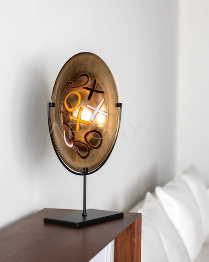 Gilded Hand Painted Glass Disc Ornament - scene