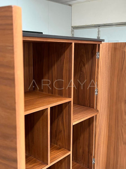 Solid Wood Marble Vintage Storage Cabinet - detail