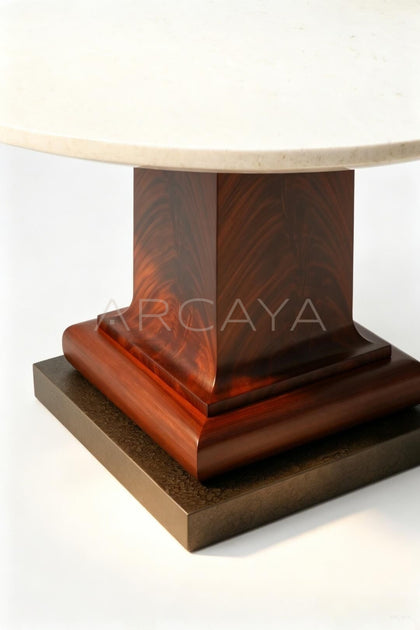 Cream Travertine Round Table - detail