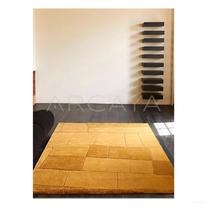 Mustard Block Texture Rug Dsm P027 F - scene
