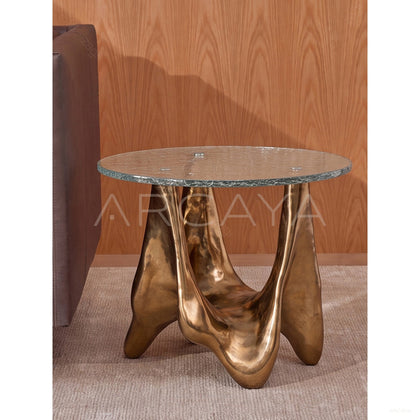 Gilded Sculpture Ripple Glass Side Table - scene