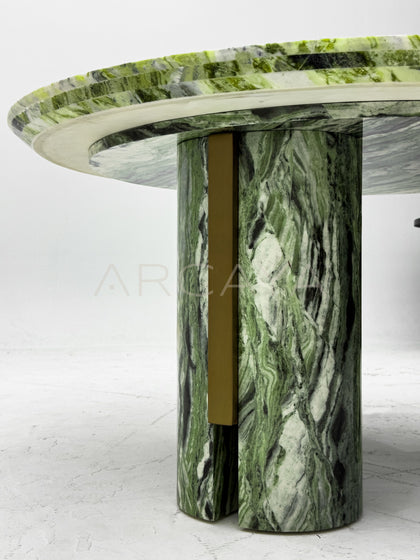 Natural Green Stone Round Dining Table - detail