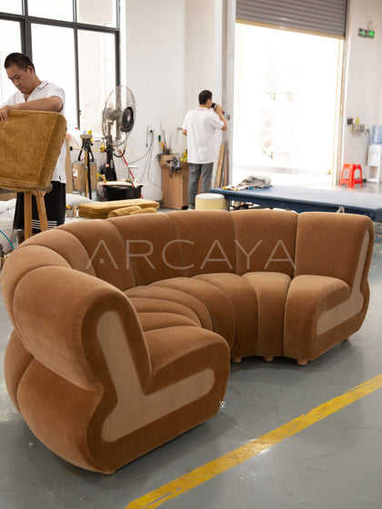 French Naturalist Curved Sofa - scene