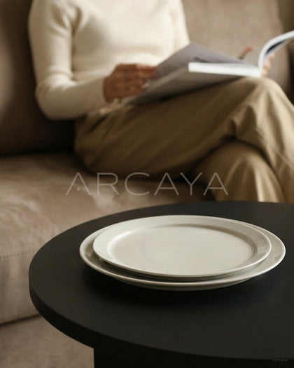 Sunxun Collab White Porcelain Flat Plate - scene