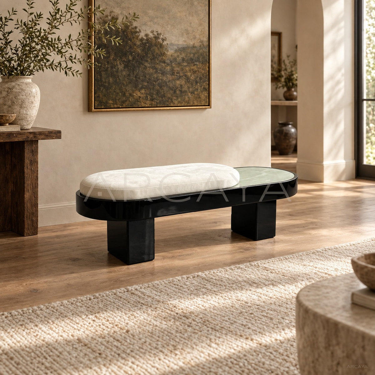 Art Jade Stone Bench in detail