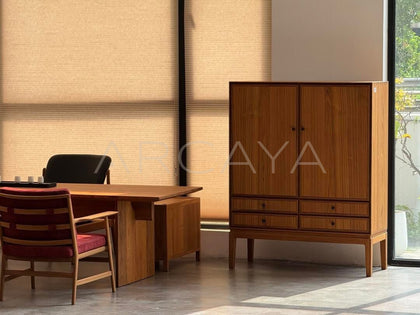 Burmese Teak Tea Room Two Door Cabinet - scene