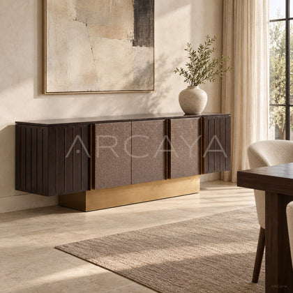 3D Leather Sideboard Metal Base - scene