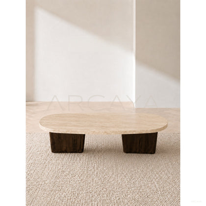 Cream Style Travertine Coffee Table - scene
