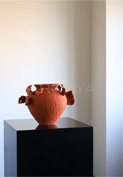 Jingdezhen Red Ceramic Jar Vase - scene