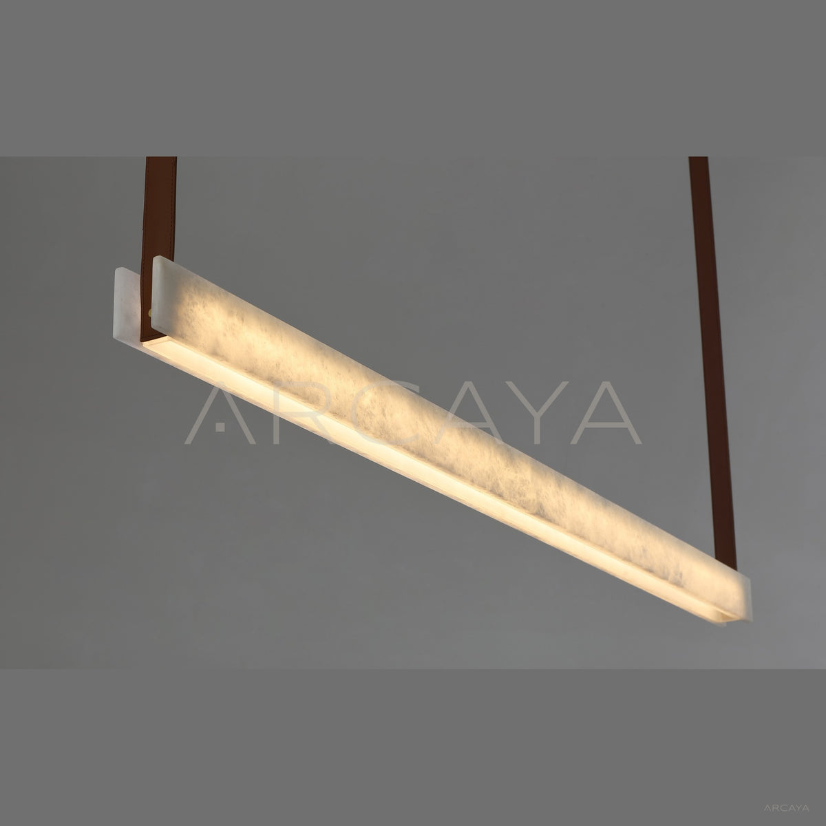 Leather Strap Stone Linear Pendant Light 97130 in detail