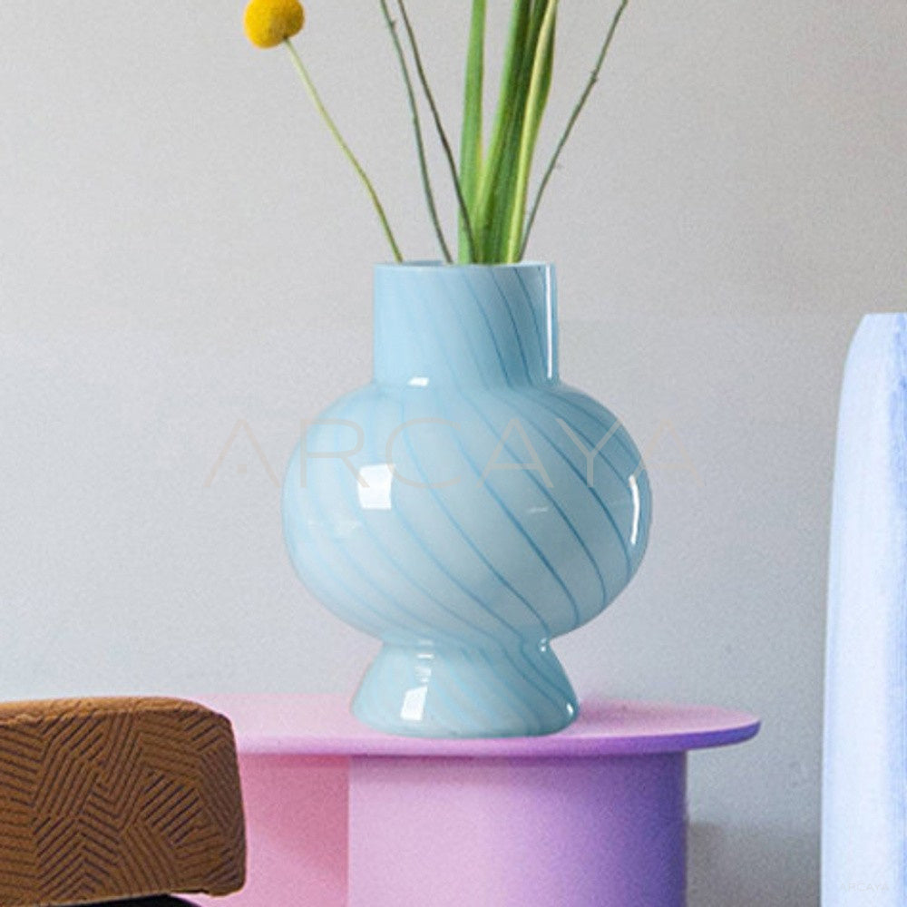 Mid Century Striped Glass Vase - main
