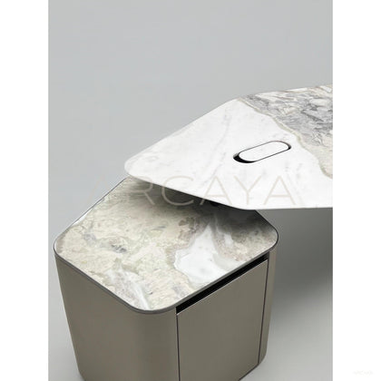 Italian Irregular Stone Leather Executive Desk - scene