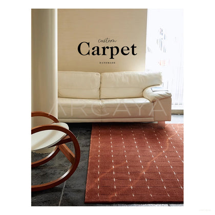 Terracotta Dot Check Rug Dsm P022 F - scene