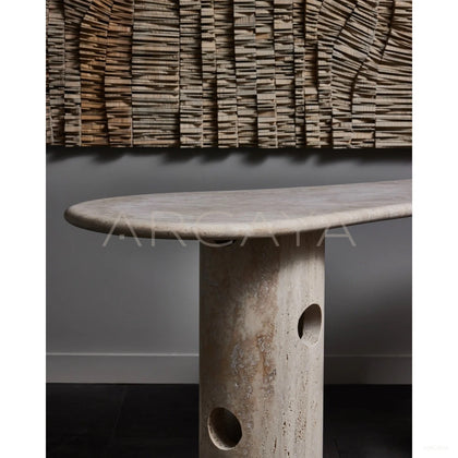 Natural Travertine Curved Console Table - scene