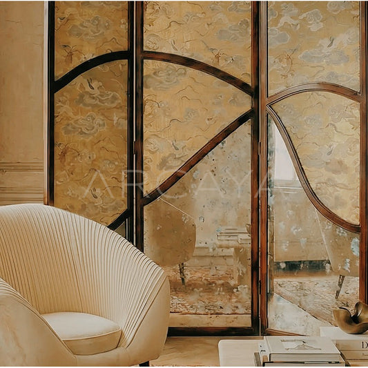 Gold Leaf Walnut Folding Screen - scene