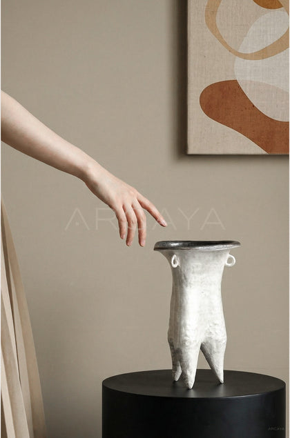 Dadan Silver Glaze Handmade Ceramic Vessel - scene