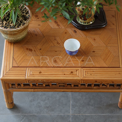 Marquetry Bamboo Rectangular Tea Table - scene