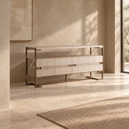 Italian Veneer Metal Frame Tv Stand - scene