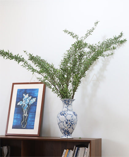 New Chinese Blue White Large Floor Vase - scene