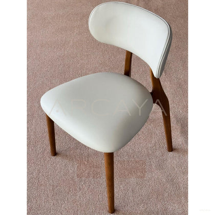 Ash Wood Top Grain Leather Dining Chair - scene
