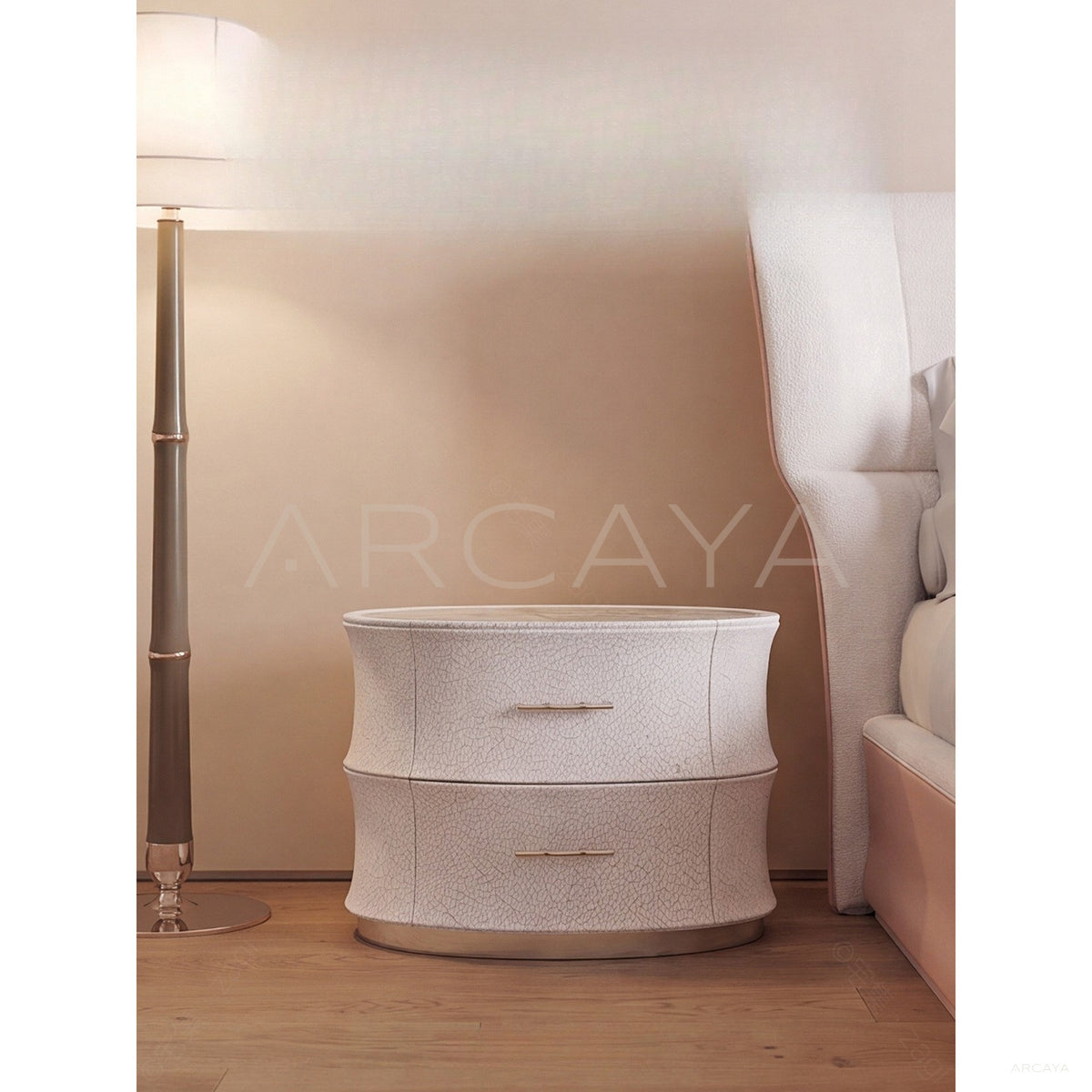 Song Style Ru Kiln Crackle Marble Nightstand in detail