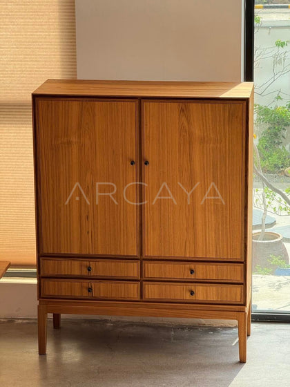 Burmese Teak Tea Room Two Door Cabinet - scene