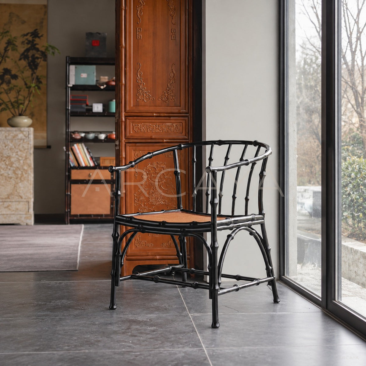 Purple Bamboo Round Back Chair in detail