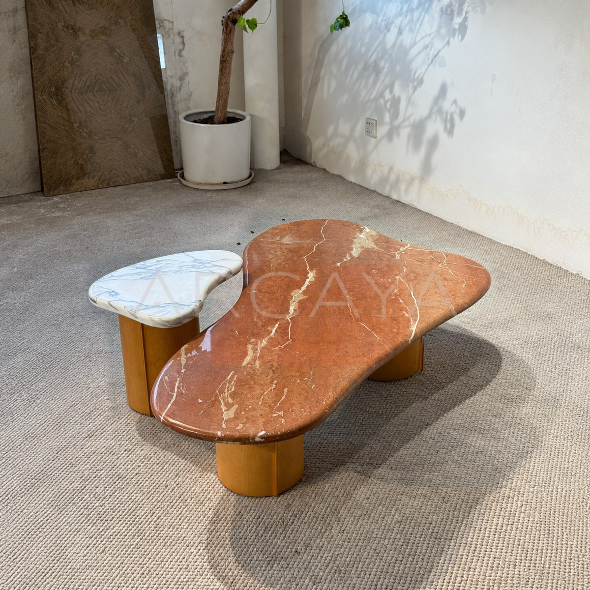 Terracotta Cloud Irregular Marble Coffee Table - main