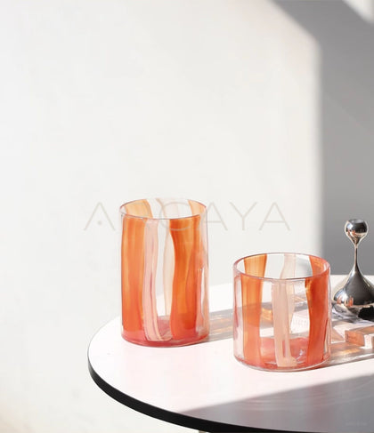 Minimalist Striped Clear Glass Vase - scene