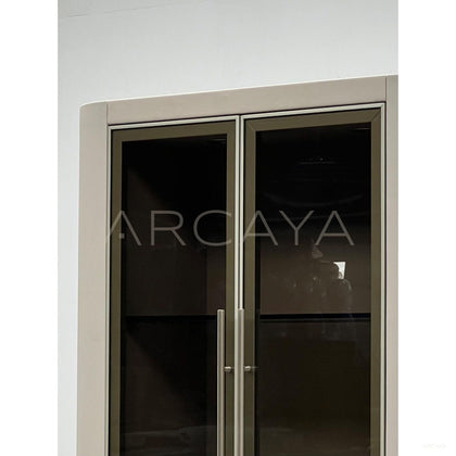 Italian Diamond Leather Glass Display Cabinet - scene