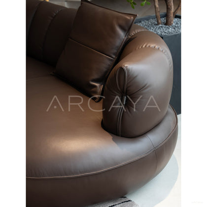 Coffee Bean Leather Sofa - scene